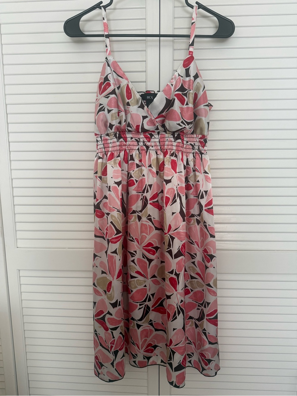 BCX Pink Floral Print Spaghetti-Strap Dress